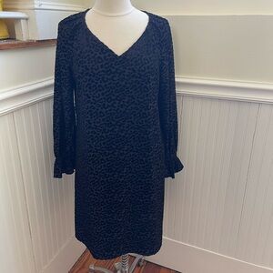 NWT Nine West Black Animal Print Long Sleeve Dress